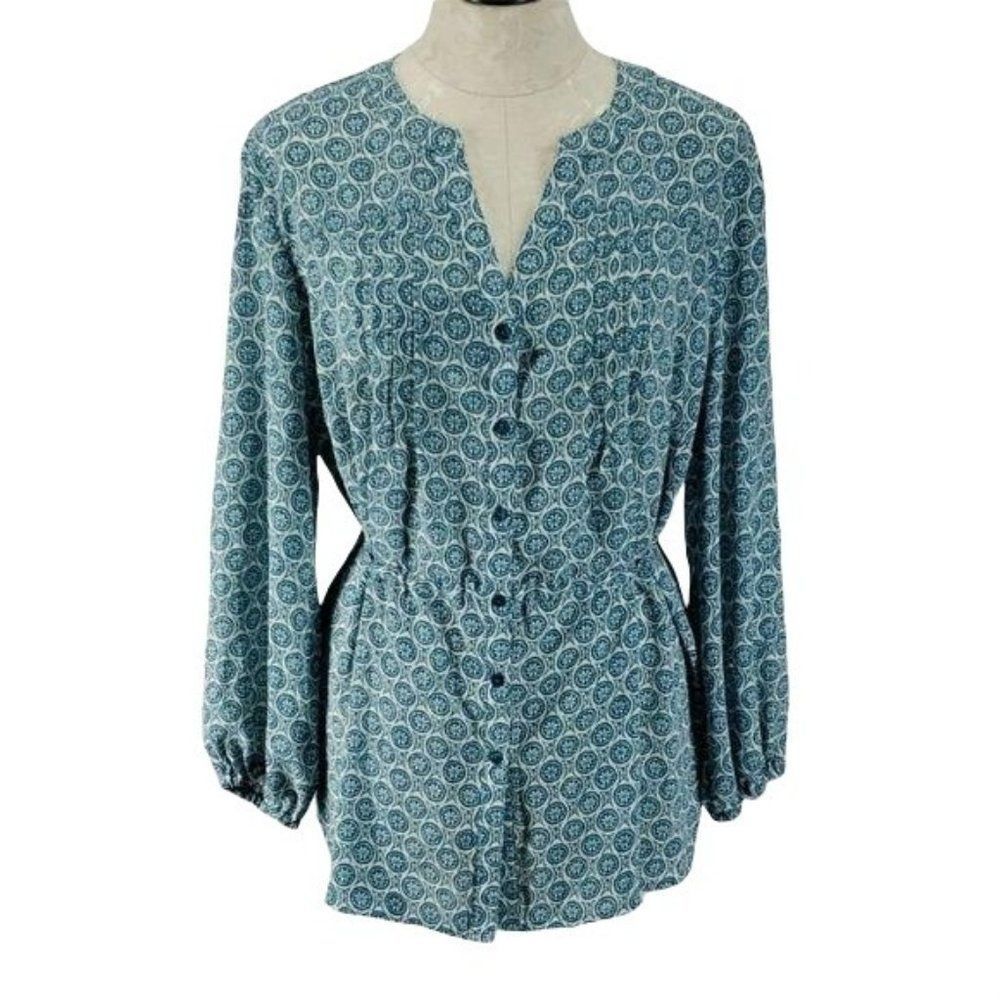 Terra & sky‎ long sleeve button boho tunic size 14w blouse